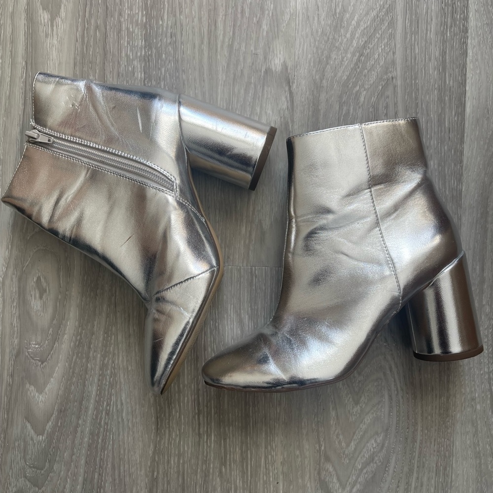 Forever 21 Metallic Silver Ankle Boots